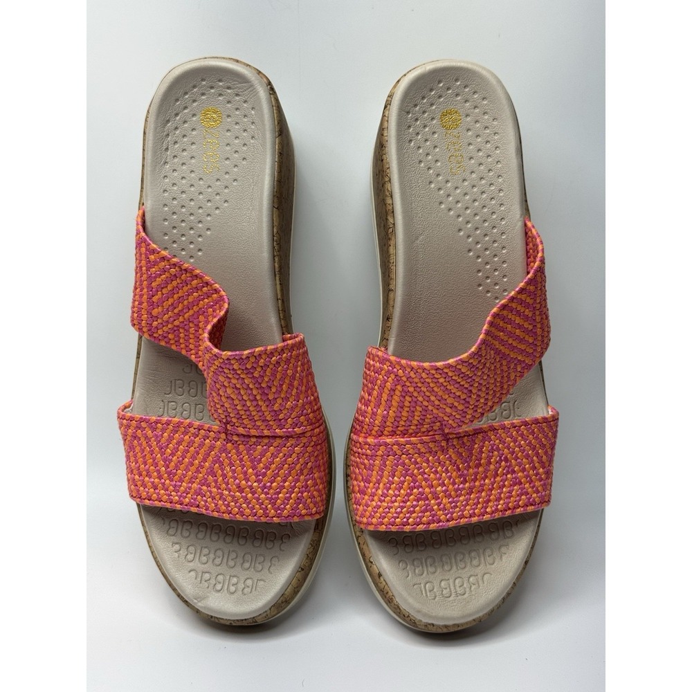 Bzees Womens Riviera Sz 9 Machine Washable Wedge Sandal Pink/Orange - Picture 6 of 8